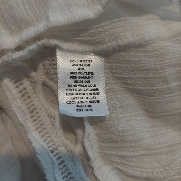 New Directions Womens White 3/4 Sleeve Boho Style Blouse Size Small - Picture 6 of 6